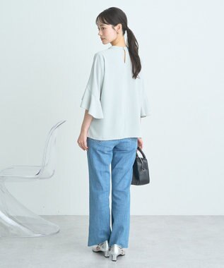 earth music&ecology フリル７分袖ブラウス Mint