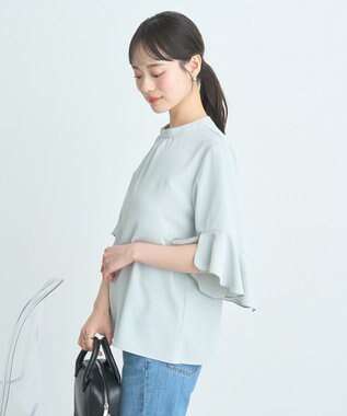 earth music&ecology フリル７分袖ブラウス Mint