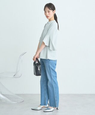 earth music&ecology フリル７分袖ブラウス Mint