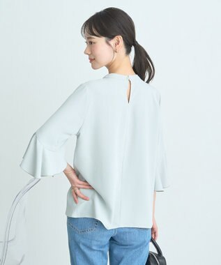 earth music&ecology フリル７分袖ブラウス Mint