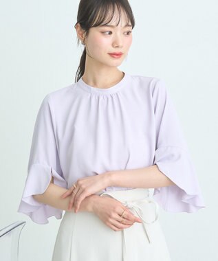 earth music&ecology フリル７分袖ブラウス Pink