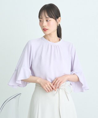 earth music&ecology フリル７分袖ブラウス Pink