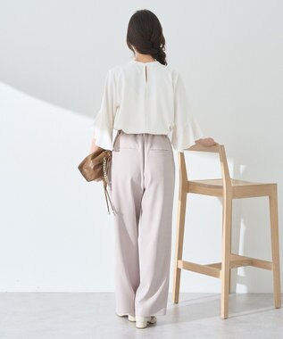earth music&ecology フリル７分袖ブラウス Off White