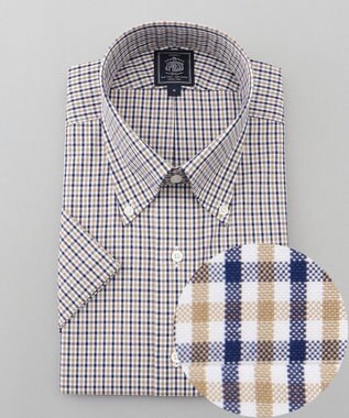 J.PRESS MEN 【PREMIUM PLEATS / 形態安定】ピンオックス カラーミックスギンガム / B.D. ベージュ系3