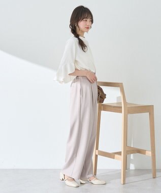 earth music&ecology フリル７分袖ブラウス Off White
