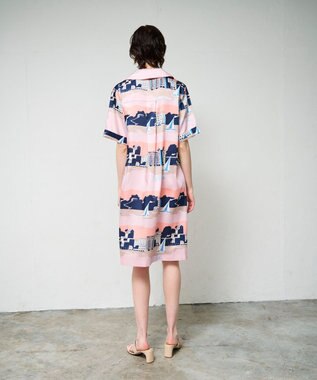 GRACE CONTINENTAL マリンプリントシャツドレス ピンク