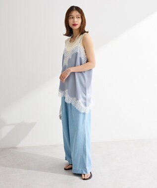 Green Parks レースドッキングサテンビスチェ Blue