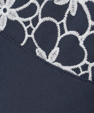 組曲 KIDS 【150-160㎝】フラワーパネルボーダー ワンピース ネイビー系