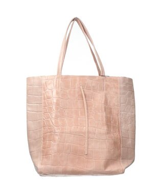 INTER-CHAUSSURES 【ANDREA CARDONE ITALI】ファスナー付き型押しレザートートバッグ ピンク型押