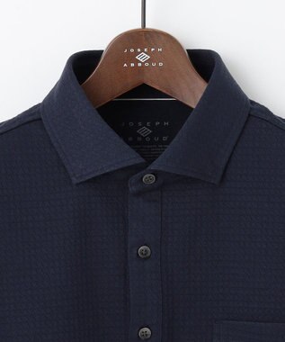 JOSEPH ABBOUD 【吸水速乾/上質感】千鳥サッカーポロシャツ ネイビー系