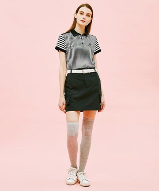 23区GOLF 【WOMEN】【吸水速乾】カノコ ボーダー半そで ポロシャツ ネイビー系