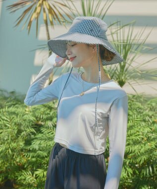 OP／FILA 【Ocean Pacific】UVカットつば広ハット ホワイト×ブラック