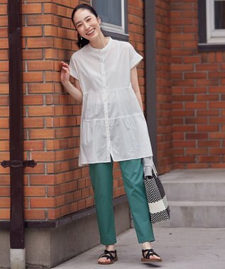 ANY L 【ウエストゴム/ストレッチ】大人の７daysデイリーパンツ グリーン