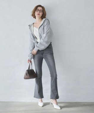 WEGO 【美脚パンツ】ストレッチフレアデニムパンツ デニムブラックソノタ