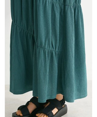 Green Parks カットソー異素材ドッキングワンピース Khaki