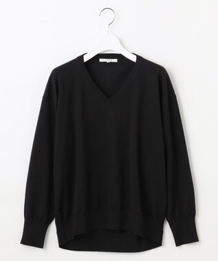 23区 【SLOW/一部店舗限定】コットンシルク Vネック ニット ブラック系