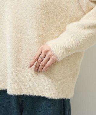 Green Parks シャギークルーネックニットプルオーバー Ecru
