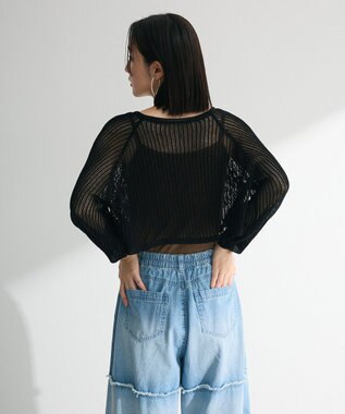 Green Parks ・ＥＬＥＮＣＡＲＥ　ＤＵＥ　２ｗａｙメッシュカーディガ Black