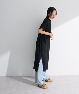 Green Parks 半袖シアーシャツワンピース Black