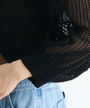 Green Parks ・ＥＬＥＮＣＡＲＥ　ＤＵＥ　２ｗａｙメッシュカーディガ Black