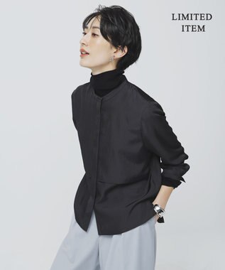 ICB 【WEB限定・洗える】シルキーツイル  クロップドシャツ ブラック系