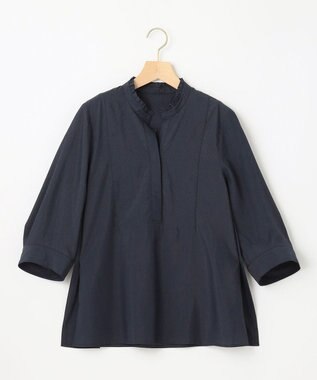 組曲 【WEB限定】ナイロンレーヨン スキッパーブラウス ネイビー系