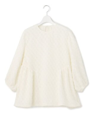 23区 L 【洗える】シアーカットジャカード ブラウス アイボリー系