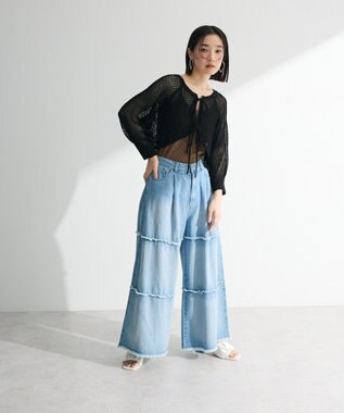 Green Parks ・ＥＬＥＮＣＡＲＥ　ＤＵＥ　２ｗａｙメッシュカーディガ Black