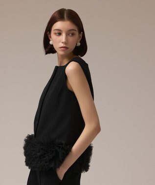 GRACE CONTINENTAL チュールヘムカットトップ ブラック