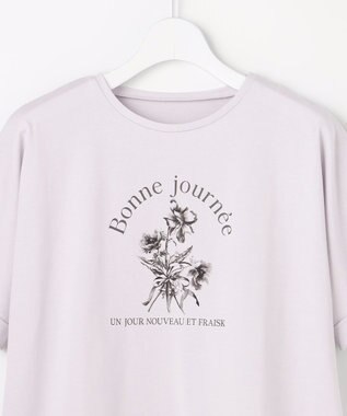 ANY SIS フラワープリント ロゴＴシャツ アイスグレー