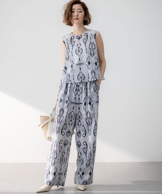 23区 L 【洗える】Ratti ドローイング ペイズリー プリント ブラウス ブラックプリント