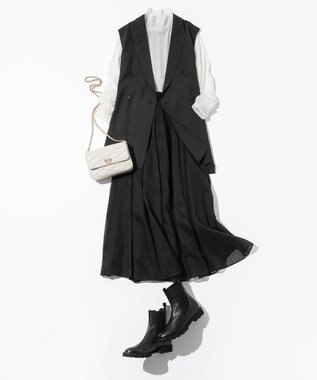 23区 【洗える】シアービエラ ギャザー スカート ブラック系