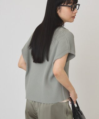 AMERICAN HOLIC フレンチスリーブリブニットポロ Green