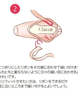 Chacott トゥリボン　幅22mm（1足分） ロイヤルピンク