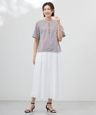 J.PRESS LADIES 【WEB限定カラーあり・洗える】トリコットジャージー フレアーパンツ ホワイト系