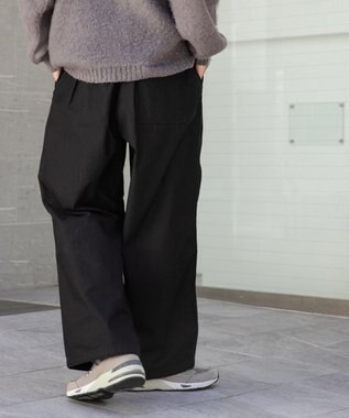 WEGO バックサテンワイドミリタリーパンツ ブラック