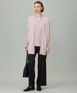 ICB L 【洗える】コンパクトファインウール Vネックニット シェルピンク系