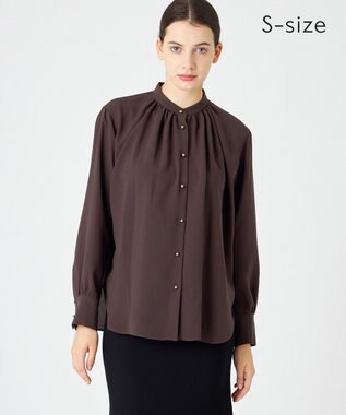 BEIGE， 【S-size】STOW / バンドカラーブラウス Brown