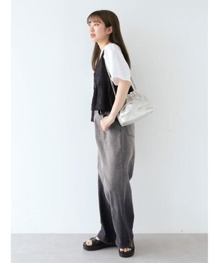 Green Parks ジャガードペプラムＺｉｐベスト Black