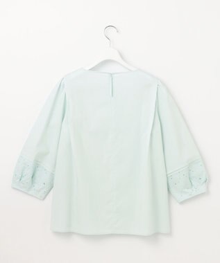 自由区 【洗える】テンセルコットンエンブロイダリープルオーバー ブラウス サックス