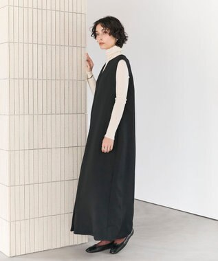 #Newans 【洗濯機可】キーネックジャンパースカート ブラック