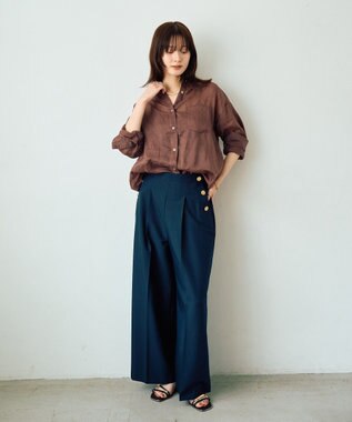YECCA VECCA 3wayシアーリネンシャツ Brown