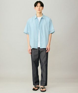 UNFILO MENS イージーケア エアリーシアーシャツ 半袖 サックスチェック