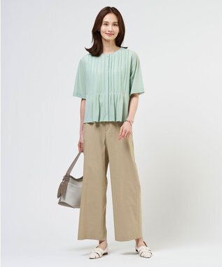 J.PRESS LADIES S シアードライトリコット フレアタック カットソー ソフトグリーン系