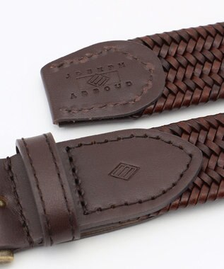 JOSEPH ABBOUD 【キングサイズ・イタリア素材・ストレッチ・日本製】 ストレッチレザー ベルト ダークブラウン系
