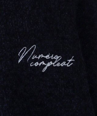 WEGO 【ユニセックス着用ITEM】ベロアモールワンポイントZIPカーディガン ネイビー