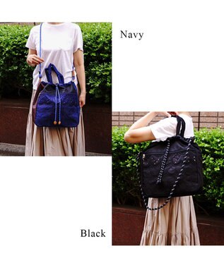 tsumori chisato CARRY スカラップレース ショルダーバッグ 2WAY ハンドバッグ ネイビー