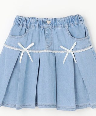 ANY KIDS 【洗濯機可能】プリーツ ミニスカパン デニム