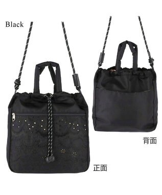 tsumori chisato CARRY スカラップレース ショルダーバッグ 2WAY ハンドバッグ ブラック