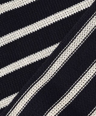 BEIGE， HELIODOR / レーヨンボーダーマリンボタンニット Navy × Ecru